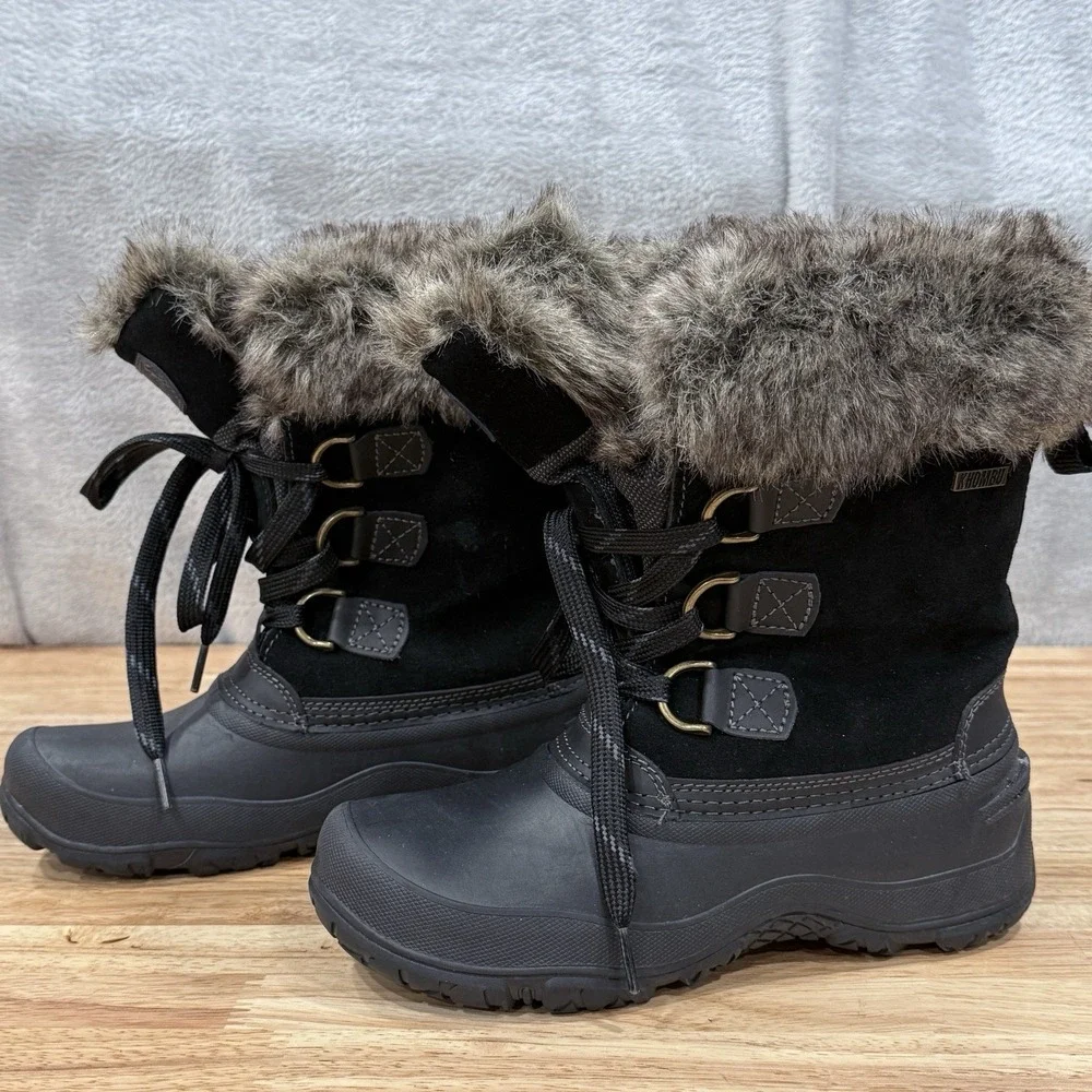 KHOMBU Boots Women's Size 6M Faux Fur Black #1056065 Slope Winter Outdoors